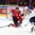 HELSINKI, FINLAND - DECEMBER 30: Switzerland's Simon Kindschi #20 blocks a shot from USA's Ryan Donato #19 during preliminary round action at the 2016 IIHF World Junior Championship. (Photo by Matt Zambonin/HHOF-IIHF Images)

